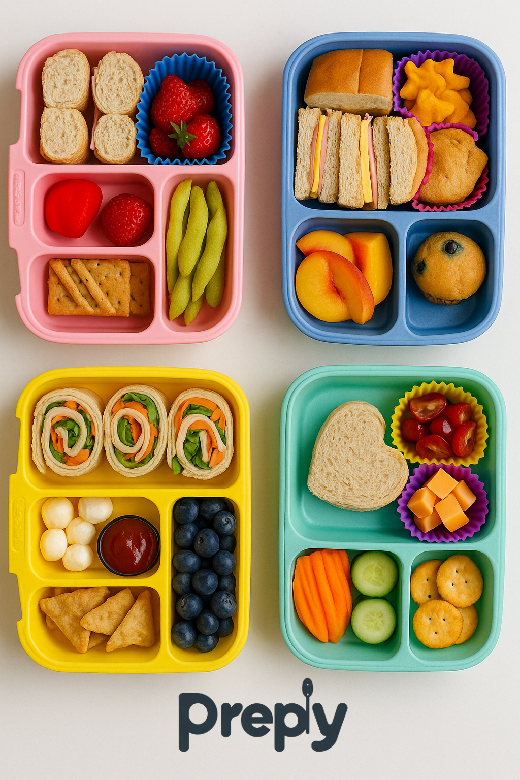 Back to school lunch prep with colorful bento lunch box filled with fruits, veggies, and sandwiches on a bright kitchen table, stress-free school morning setup