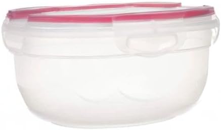 Sterilite Ultra-Seal 2.5 Qt Bowl, Airtight Food Storage Container, Plastic, Latching Lid, Microwave and Dishwasher Safe, Clear With Red Gasket, 4-Pack