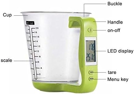1Pcs Digital kitchen Electronic Measuring Cup Scale Household Jug Scales with LCD Display Temp Measurement 16x12.5x13.5cm (green)