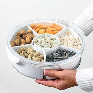 2Pack Veggie Tray With Lid for Fridge Organizer Bins Divided Snackle Box Container with 6 Compartments for Party Serving Platter, Fruit Tray with dip, Snack Storage, Reusable Meal Prep