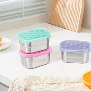 Small (1 CUP) Stainless Steel Snack Containers for Kids and Toddlers | Easy Open Leak Proof Food Containers with Silicone Lids - Perfect Metal Lunch Box for Daycare and School (8oz)