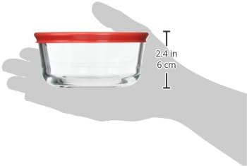 Pyrex 7200 2 Cup Clear Glass Storage Bowl with 7200-PC Red Plastic Lid, Made in USA - 6 Pack Made in the USA