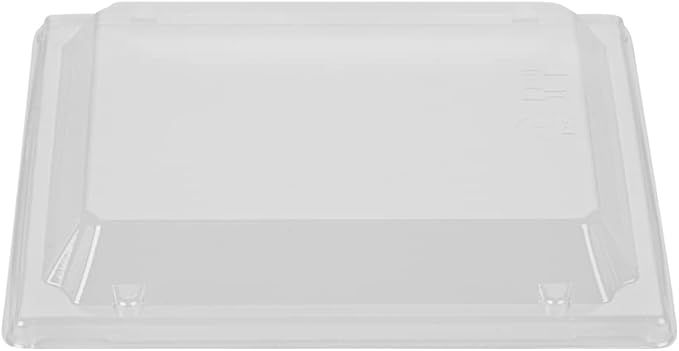 Restaurantware LIDS ONLY: Taipei 6.8 x 5.3 x 1.4 Inch Rectangle Lids 100 Plastic Lids For 20 Ounce Rectangle Wooden Containers - Containers Sold Separately Clear Plastic To Go Box Lids