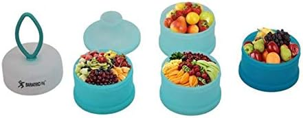 BariatricPal 4 Compartment Detachable, Stackable, and Portion Controlled Food & Powder Storage Containers (Blue-Teal)