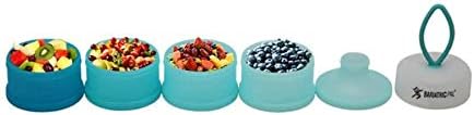 BariatricPal 4 Compartment Detachable, Stackable, and Portion Controlled Food & Powder Storage Containers (Blue-Teal)