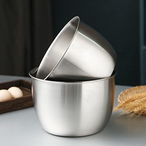 Stainless Steel Mixing Bowl, Kitchen 304 Salad Stainless Steel Mixing Deep Bowl, Anti-flying Design Kitchen Metal Bowls for Cooking Baking Marinating Cake Bread Salad 5.11 X 7.48 inches