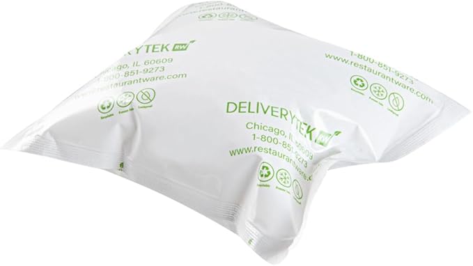 Restaurantware Delivery Tek 5.1 x 4.5 Inch Shipping Ice Packs 100 Durable Cold Packs - Easy-To-Use Design Leakproof Plastic Dry Ice Packs Reusable For Frozen Meat Vegetables or Beverages