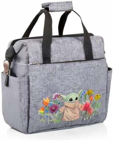 PICNIC TIME Star Wars Mandalorian Grogu On The Go Lunch Bag, Soft Cooler Lunch Box, Insulated Lunch Bag, (Heathered Gray) 10 x 6 x 10.5