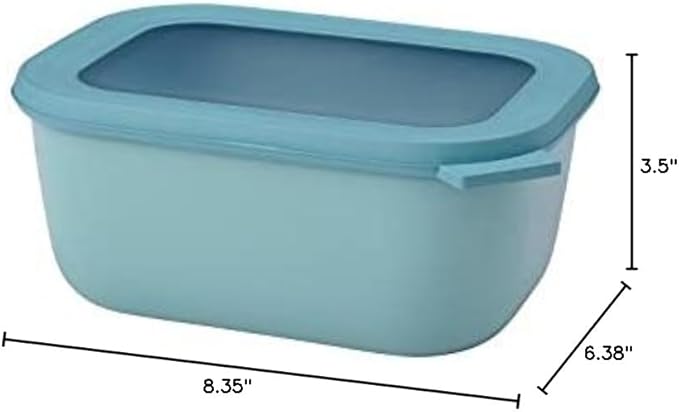 Mepal Cirqula 50.7oz/1,500ml Circular Rectangular Multi Food Storage & Serving Container with Transparent Lids | Perfect for Food Prep | Microwave & Dishwasher Safe | Nordic Green | Made in Holland