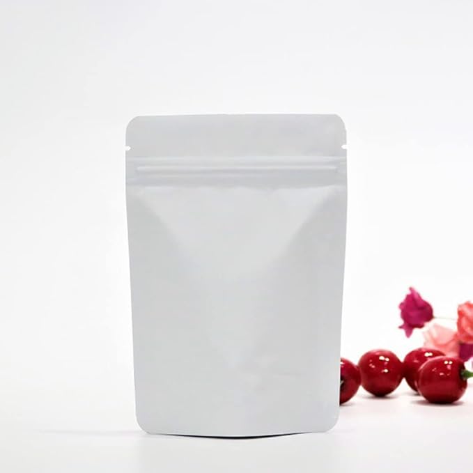 100 Pieces Mylar Bags - 4x6 Inches Mylar Food Storage Bags Resealable Foil Pouch Bags Stand Up Ziplock Bag Bulk (White)