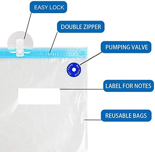Vacuum Sealer Zipper Bags Sous Vide bags for food BPA Free Reusable Resealable with Air Valve Double Layers Food Storage 3 Sizes15 Pcs