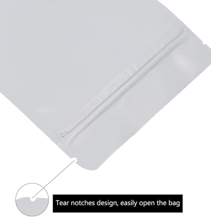 100 Pieces Mylar Bags - 4x6 Inches Mylar Food Storage Bags Resealable Foil Pouch Bags Stand Up Ziplock Bag Bulk (White)