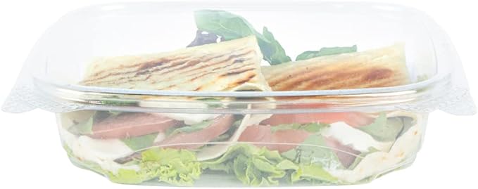 Restaurantware Thermo Tek 24 Ounce Deli Food Containers 100 Anti-Fog Hinged Lid Containers - Freezable Rectangle Clear Plastic To Go Food Containers Disposable