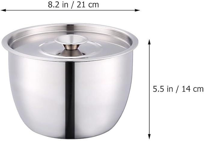 Yardwe Stainless Steel Mixing Bowl with Lid, 8.26 Inch Salad Bowl for Baking, Cooking, Food Storage, Dishwasher Safe, Silver