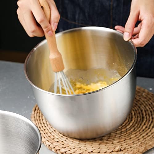 Stainless Steel Mixing Bowl, Kitchen 304 Salad Stainless Steel Mixing Deep Bowl, Anti-flying Design Kitchen Metal Bowls for Cooking Baking Marinating Cake Bread Salad 8.26X5.51 inches