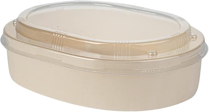 Restaurantware LIDS ONLY: Taipei 7.8 x 6 x 0.8 Inch Oval Transparent Lids 100 Plastic Lids For 38 Ounce Oval Wooden Containers - Containers Sold Separately Clear Plastic To Go Box Lids
