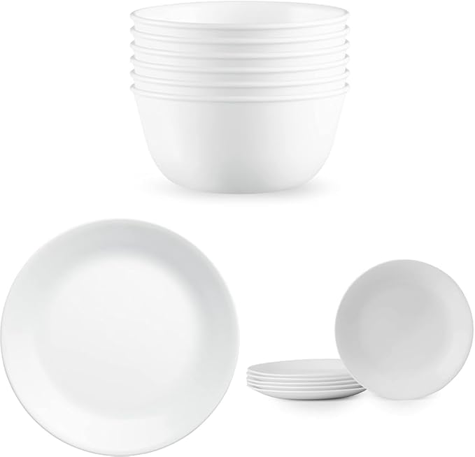 Corelle Vitrelle 28-oz Soup/Cereal Bowls Set of 6 & 10.25" Dinner Plates Set of 4 & Salad Plates Set of 6