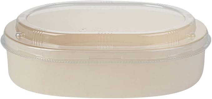 Restaurantware LIDS ONLY: Taipei 7.8 x 6 x 0.8 Inch Oval Transparent Lids 100 Plastic Lids For 38 Ounce Oval Wooden Containers - Containers Sold Separately Clear Plastic To Go Box Lids