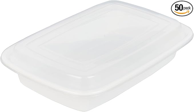 Restaurantware Asporto 24 Ounce Take Out Containers, 50 Food Containers With Lids - Microwavable, Disposable, Black Plastic To Go Food Containers, No BPA, For Take Out And Delivery