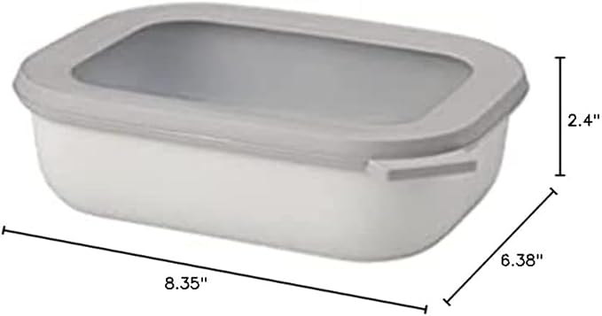 Mepal Cirqula 34oz/1,000ml Circular Rectangular Multi Food Storage & Serving Container with Transparent Lids | Perfect for Food Prep | Microwave & Dishwasher Safe | Nordic White | Made in Holland
