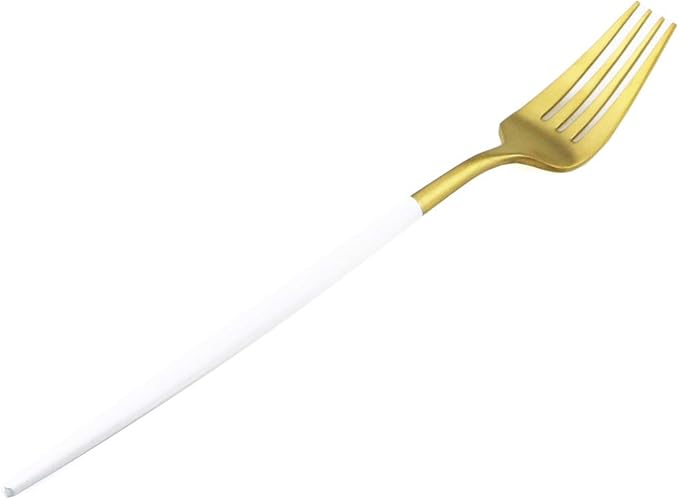 White Gold Flatware, Royal 20 Piece Matte White Handle 18/10 Stainless Steel Tableware Sets for 4 Including Forks Spoons Knives, Camping Silverware Travel Utensils Set Cutlery (White Gold)