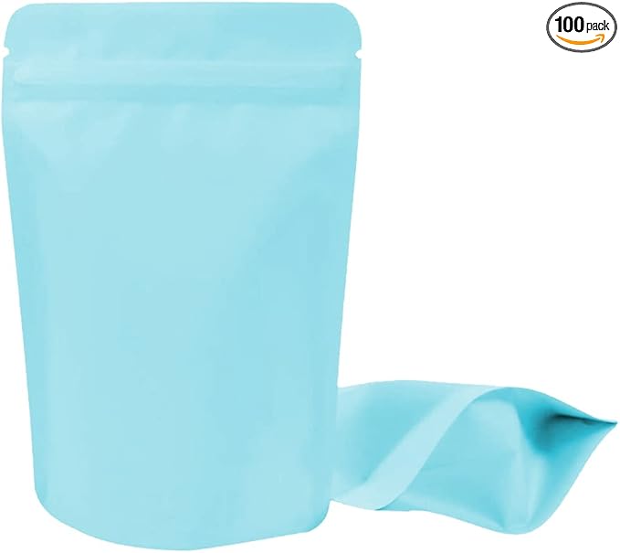 100 Pieces Mylar Bags - 4x6 Inches Mylar Food Storage Bags Resealable Foil Pouch Bags Stand Up Ziplock Bag Bulk Food Storage Bag (Blue)
