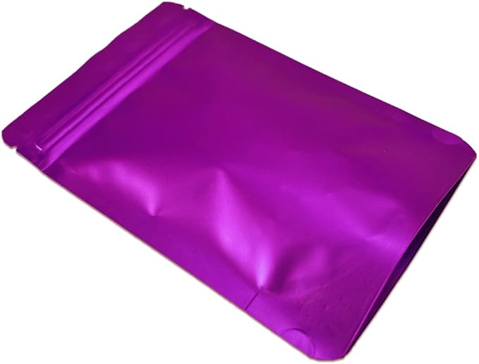 PABCK Stand-Up Resealable Heat Seal Bags 3.55mil Thick Frosted Purple Foil Sealed Bags 50 Pieces 3.35x5.1 inch for Zip Packaging Lock Food Storage Pouch