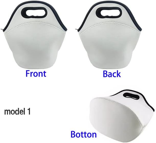 QOMOLANGMA 6 pcs Sublimation Blank Lunch Bag 11.8 x 11.8 in Tote Bag Reusable Insulated Thermal Food Carry Case Handbags with Zipper for Heat Press Transfer Printing (black bottom)
