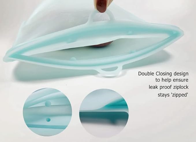3R Reusable Silicone Food Bags with 100% Leak Proof,Silicone Bags Microwave safe, Freezer Safe & Dishwasher Safe,Reusable bags with 3 Sizes(1 Small, Medium,Self Standing,a Hook For Easy Hanging
