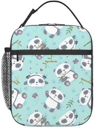 YETTA YANG Cute Panda Portable Lunch Bag Insulated Lunch Box Reusable Totes For Women Men Work Picnic Camping