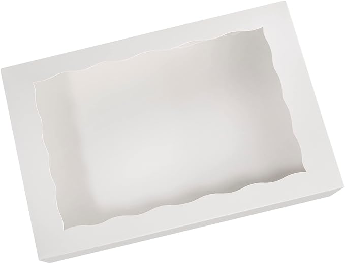 15-PACK Pastry Bakery Box 16x11x2.75inch,White Large Donuts,Muffins,Cookies Boxes with PVC Window Auto-Pop up Paper Box Nature Cardboard Take Out Container,Hold 12 Donuts,Pack of 15