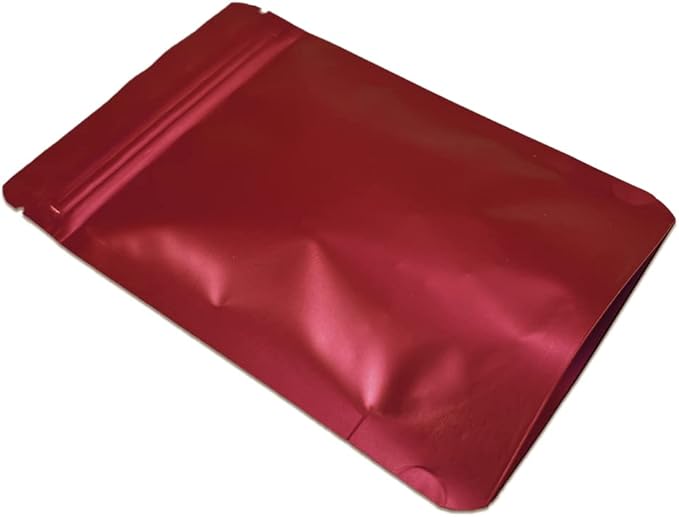 PABCK Stand-Up Resealable Heat Seal Bags 3.55mil Thick Frosted Red Foil Sealed Bags 50 Pieces 3.35x5.1 inch for Zip Packaging Lock Food Storage Pouch