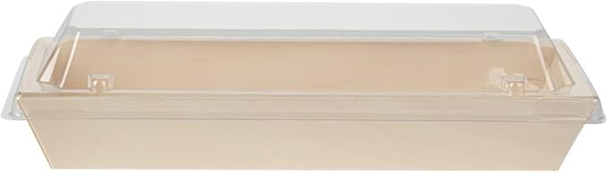 Restaurantware LIDS ONLY: Taipei 8 x 3 x 1.3 Inch Rectangle Transparent Lids 100 Plastic Lids For 9 Ounce Rectangle Wooden Containers - Containers Sold Separately Clear Plastic To Go Box Lids