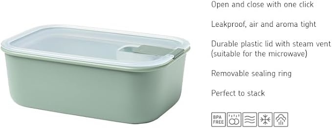 Mepal EasyClip 23oz/700ml - Leakproof & Airtight Food Storage Container | BPA-Free | One-Click Open & Close System | Nordic-Black | Made in Holland