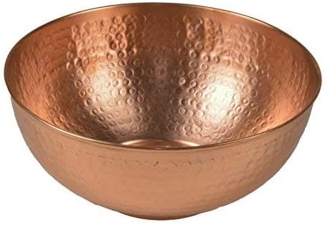 GoCraft Pure Copper Mixing Bowl with Hammered Finish for Salad, Egg Beating, Decorative & Kitchen Serving Purposes - 7.5" (Medium)