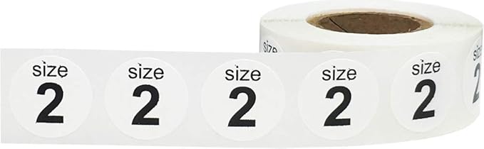 Shoe Size 2 White Stickers for Retail Clothing 0.75 Inch 500 Total Adhesive Labels