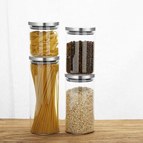 SIXAQUAE Glass Food Storage Containers Jar Stainless Steel Lids Airtight Canister Organization Sets Stackable…