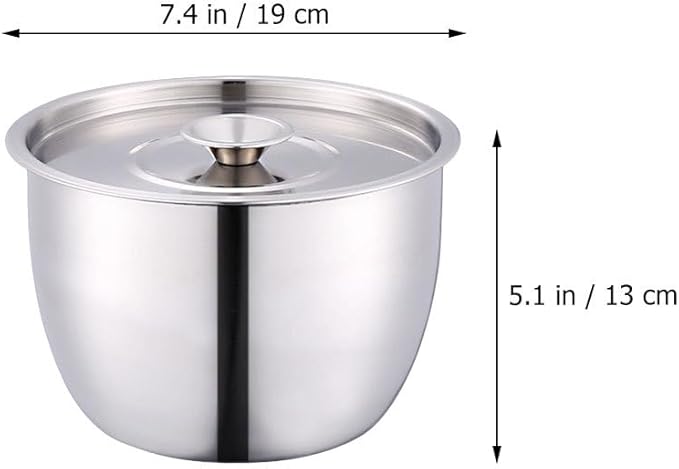 Yardwe Stainless Steel Mixing Bowl with Lid, Large Mixing Basin Deep Mixing Bowl Prep Bowl for Cooking Baking Mixing Marinating Cake Bread Salad (7.4X7.4X5.1 Inch)