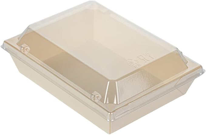 Restaurantware LIDS ONLY: Taipei 6.8 x 5.3 x 1.4 Inch Rectangle Lids 100 Plastic Lids For 20 Ounce Rectangle Wooden Containers - Containers Sold Separately Clear Plastic To Go Box Lids
