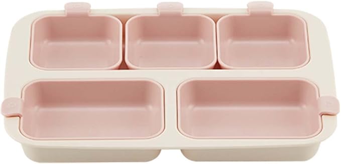 NESTIQUE Diet Portion Control Plate| Food Portion Containers & Divided Plates for Adults | Reusable & Microwavable Plates with Dividers |Silicon Portion Control Containers for Weight Loss Vanilla Pink