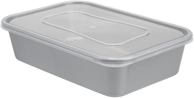 Restaurantware Futura 17 Ounce Meal Prep Containers With Lids 100 Microwavable To Go Containers - Disposable For Packaging Lunches or Take Out Orders Silver Plastic Food Containers With Lids