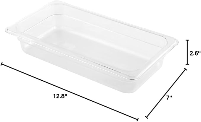 Restaurantware-2.5 Inch Deep Food Pans, 1 1/3 Size Commercial Food Storage Container - Freezable, Break-Resistant, Clear Plastic Cold Pans, Dishwashable, For Kitchens, Restaurants, Or Cafeterias