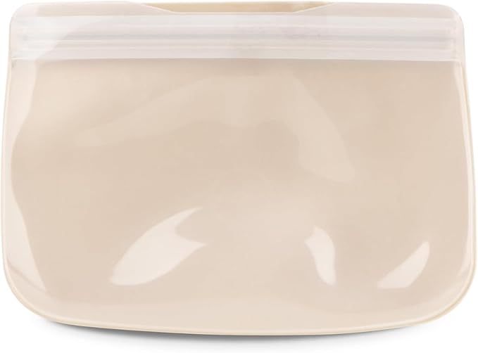 W&P Porter Silicone Reusable Storage Bag, Sandwich (10oz Flat), Oat, Food Storage Container, Microwave and Dishwasher Safe, Easy Cleaning