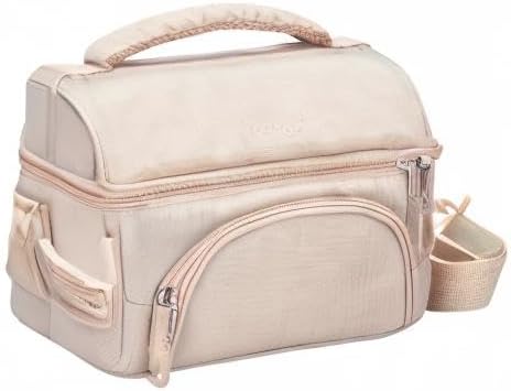 Bentgo Deluxe Lunch Bag - Durable and Insulated Lunch Tote with Zippered Outer Pocket, Internal Mesh Pocket, Padded & Adjustable Straps, & 2-Way Zippers - Fits Most Lunch Boxes (Sand)