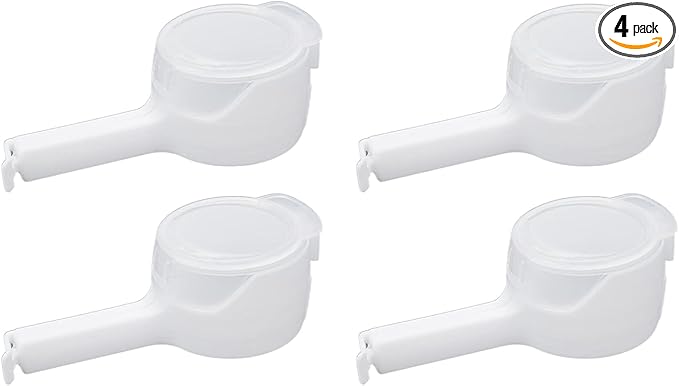 Sscon 4Pcs Food Storage Sealing Clips Plastic Food Bags Clips with Pour Spouts for Snack,White
