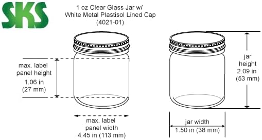 48 Count Small Glass Jars with Lids, 1 oz Clear Glass Jars w/ White Metal Plastisol Lined Caps, Canning Jars, Spice Jars, Food Containers, Empty Glass Jars for Preserves, Spices, Samples, Cosmetics