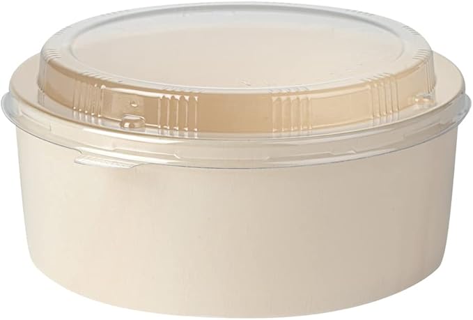 Restaurantware LIDS ONLY: Taipei 6.8 x 6.3 x 0.8 Inch Round Transparent Lids 100 Plastic Lids For 16 And 34 Ounce Round Wooden Containers - Containers Sold Separately Clear Plastic To Go Box Lids