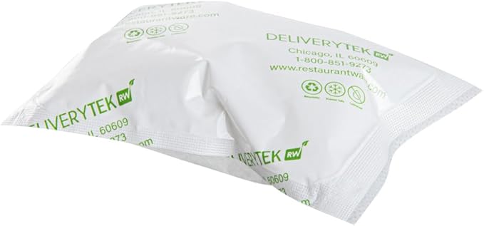 Restaurantware Delivery Tek 5.1 x 3.7 Inch Shipping Ice Packs 100 Durable Cold Packs - Easy-To-Use Design Leakproof Plastic Dry Ice Packs Reusable For Frozen Meat Vegetables or Beverages