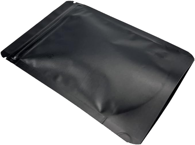 PABCK 50 Pieces 5.5x7.87 inch(Inside Size 4.7x5.1 inch) Stand-Up Resealable Heat Seal Bags 3.55mil Thick Frosted Black Foil Sealed Bags for Zip Packaging Lock Food Storage Pouch