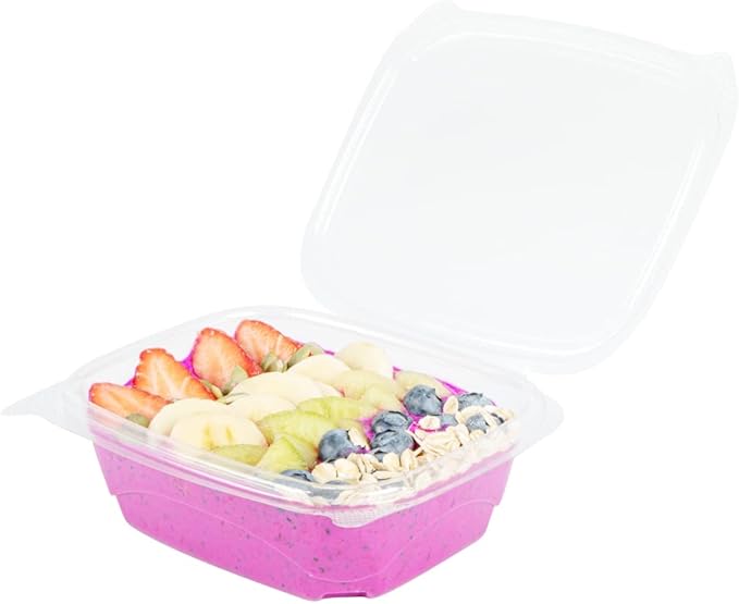 Restaurantware Thermo Tek 12 Ounce Deli Food Containers 100 Anti-Fog Hinged Lid Containers - Freezable Rectangle Clear Plastic To Go Food Containers Disposable